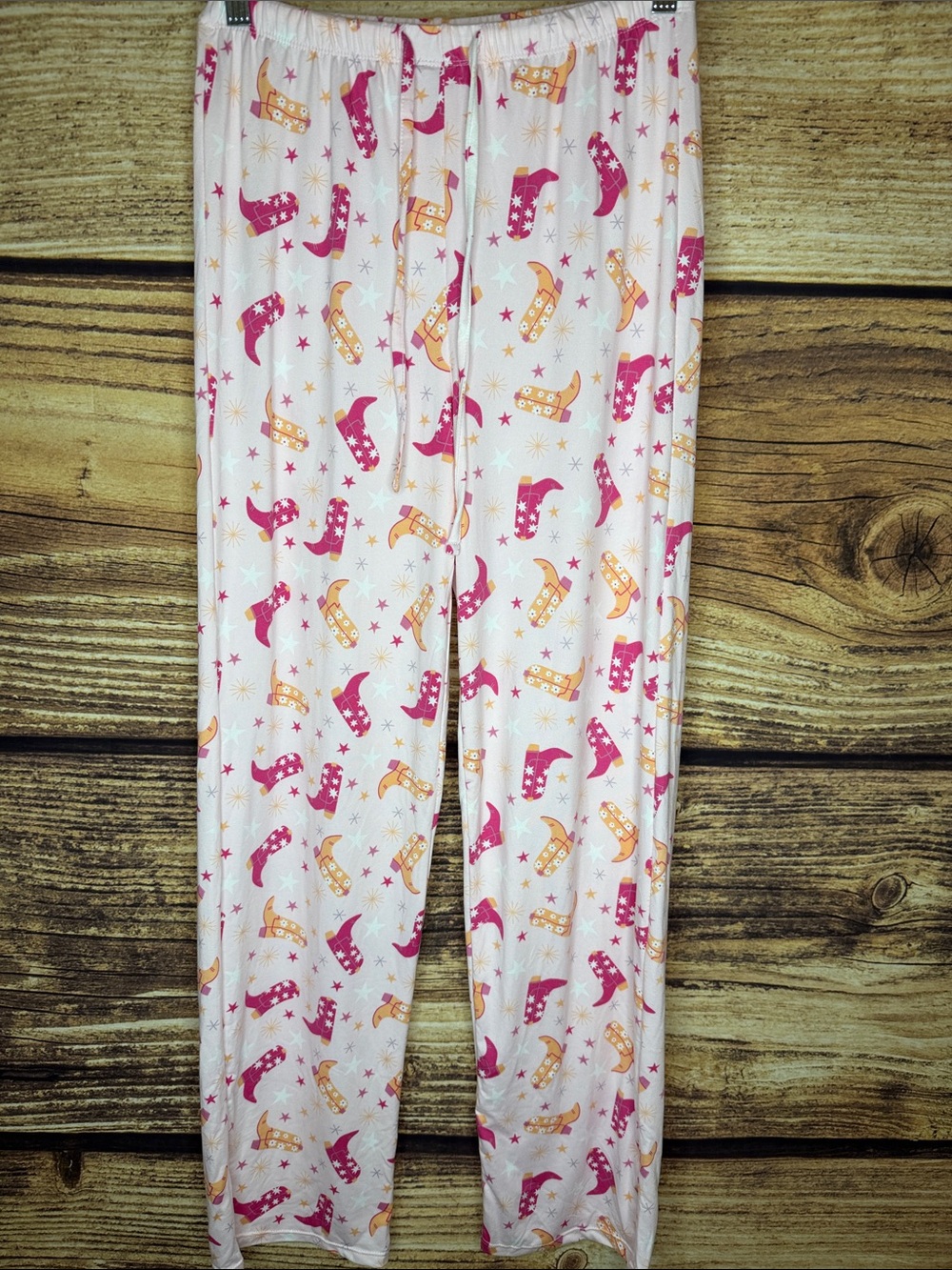 Women's Pink & Orange Star Sock Print Lounge Pajama Pants